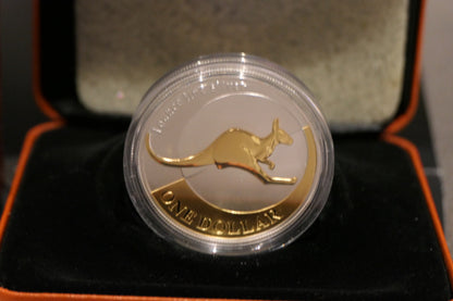 2004 $1 Selectively Gold Plated Fine Silver Kangaroo Coin — Royal Australian Mint — 1oz Fine Silver reverse