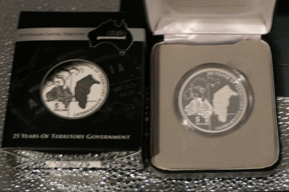 2004 Australian Capital Territory 25 Years of Territory Government $5 Fine Silver Proof Coin — Royal Australian Mint front