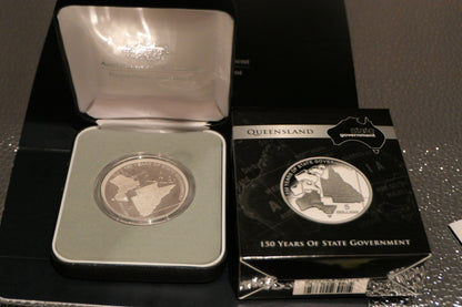 2009 Queensland 150 Years of State Government $5 Fine Silver Proof Coin — Royal Australian Mint front