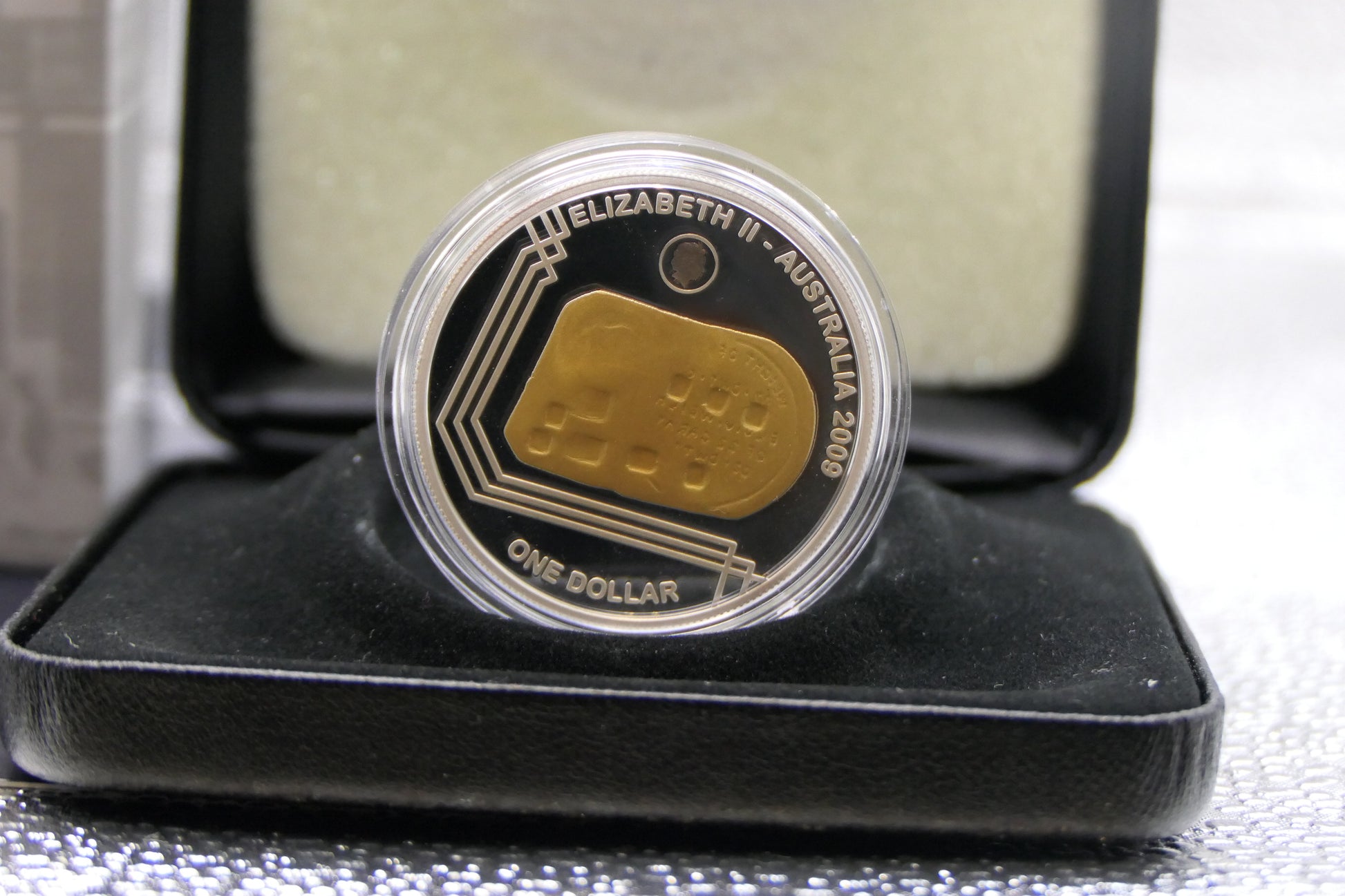 2009 $1 Selectively Gold Plated Silver Proof Coin — 1852 Adelaide Assay Office Gold Ingot — Royal Australian Mint reverse