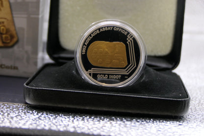 2009 $1 Selectively Gold Plated Silver Proof Coin — 1852 Adelaide Assay Office Gold Ingot — Royal Australian Mint image 3