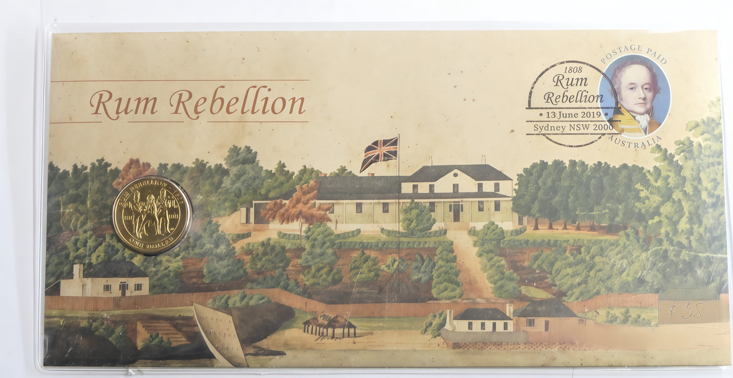 Rum Rebellion 1808 2019 Coin Cover — Sydney Nsw First Day Issue — Australian Colonial History PNC front