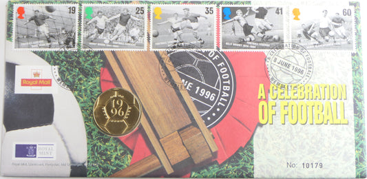 a Celebration of Football 1996 Coin Cover — Royal Mail & Royal Mint — Wembley Issue PNC front