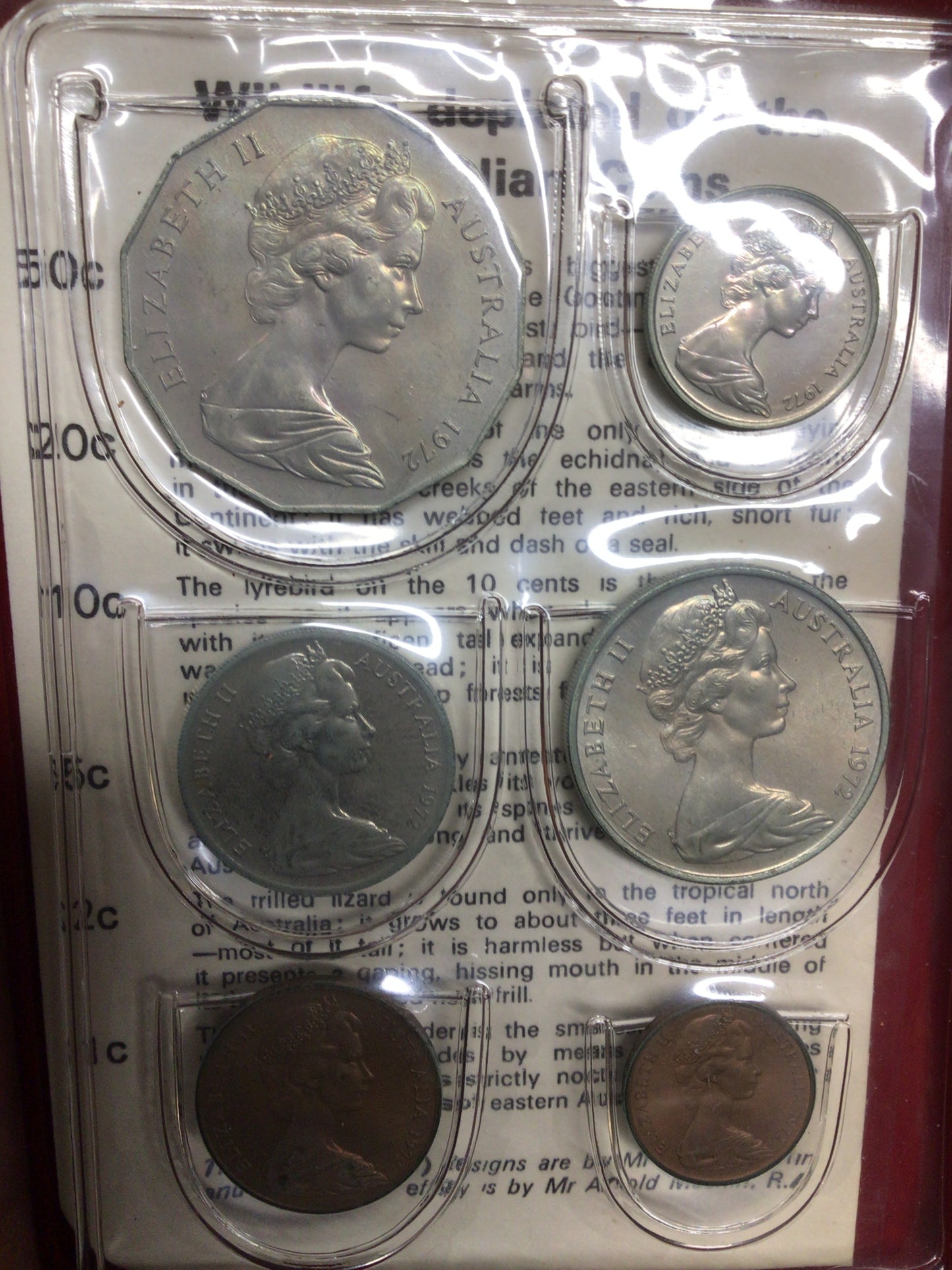 1972 Royal Australian Mint Uncirculated Coin Set reverse