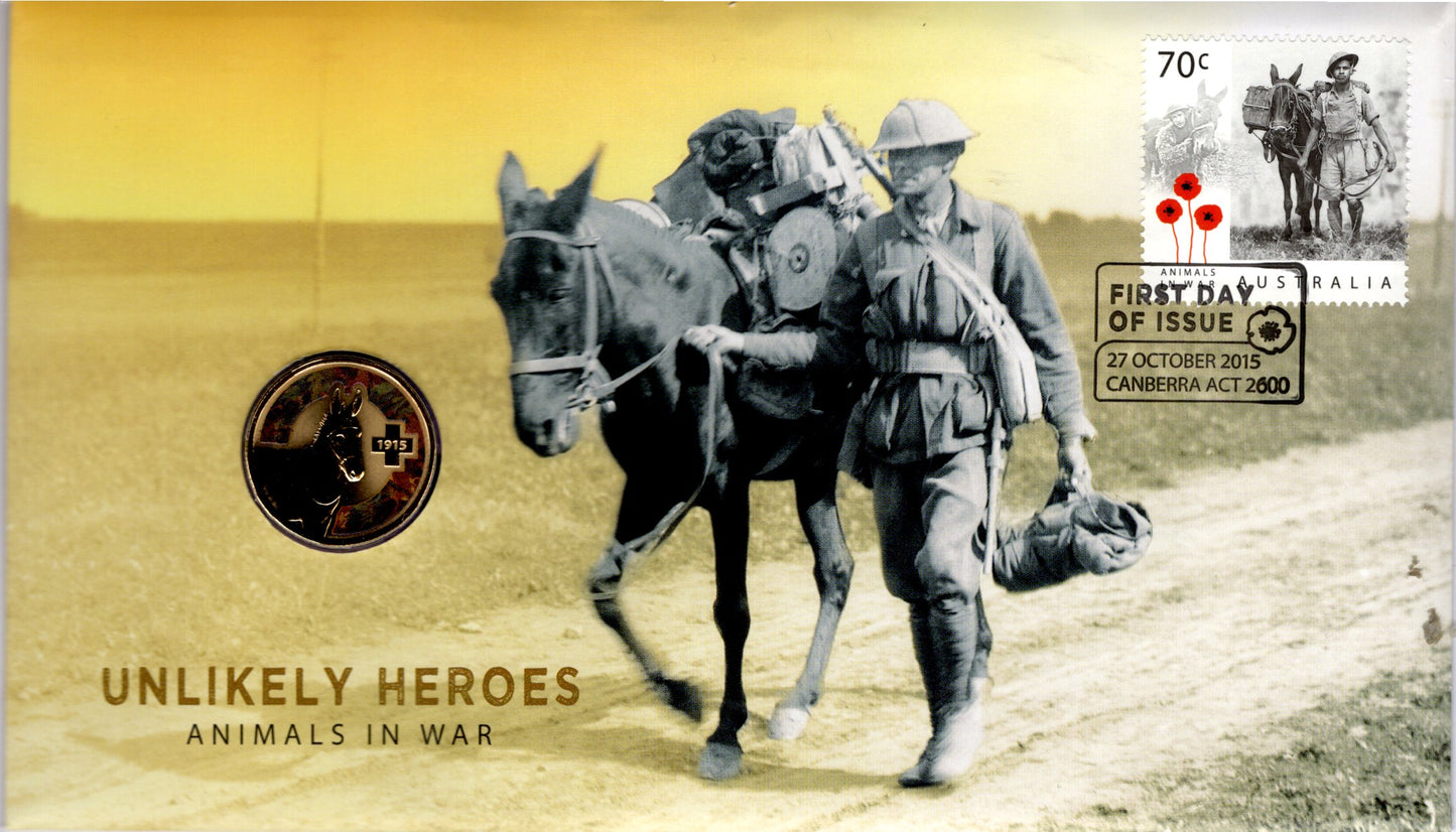 2018 Unlikely Heroes — Animals in War PNC — First Day of Issue Canberra Act front