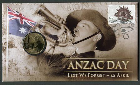 2012 ANZAC Day Stamp and Coin Cover PNC front