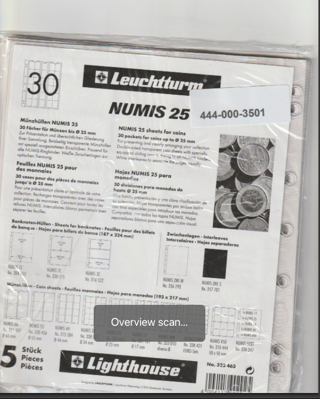 Leuchtturm Numis 25 packaging with product details and branding.