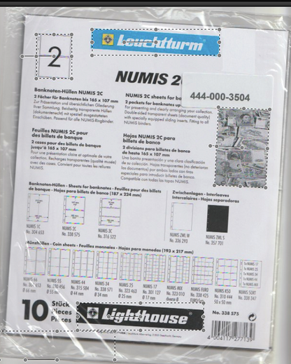 Packaged Numis 2 coin holder with Leochinum branding on a white background