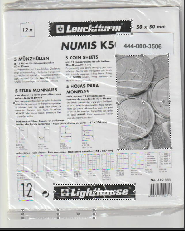 Lighthouse NUMIS K50 2x2 Coin Holder Classic Album Sheets 5 Pack 12 spaces 50 x 50mm