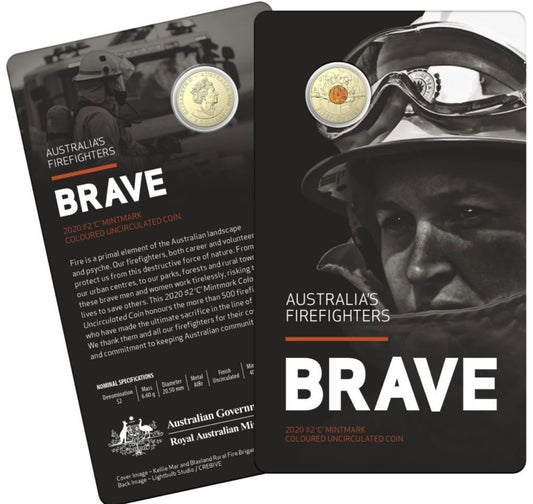 2020 $2 'C' Mintmark Coloured Uncirculated Coin – Australia's Firefighters: Brave