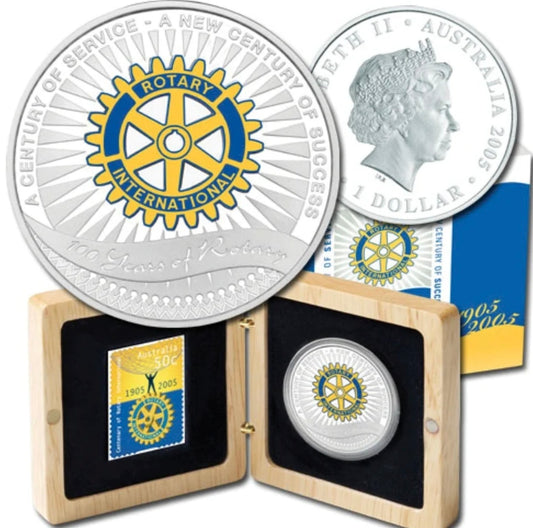 2005 $1 Silver Proof 1oz "100 Years of Rotary International"