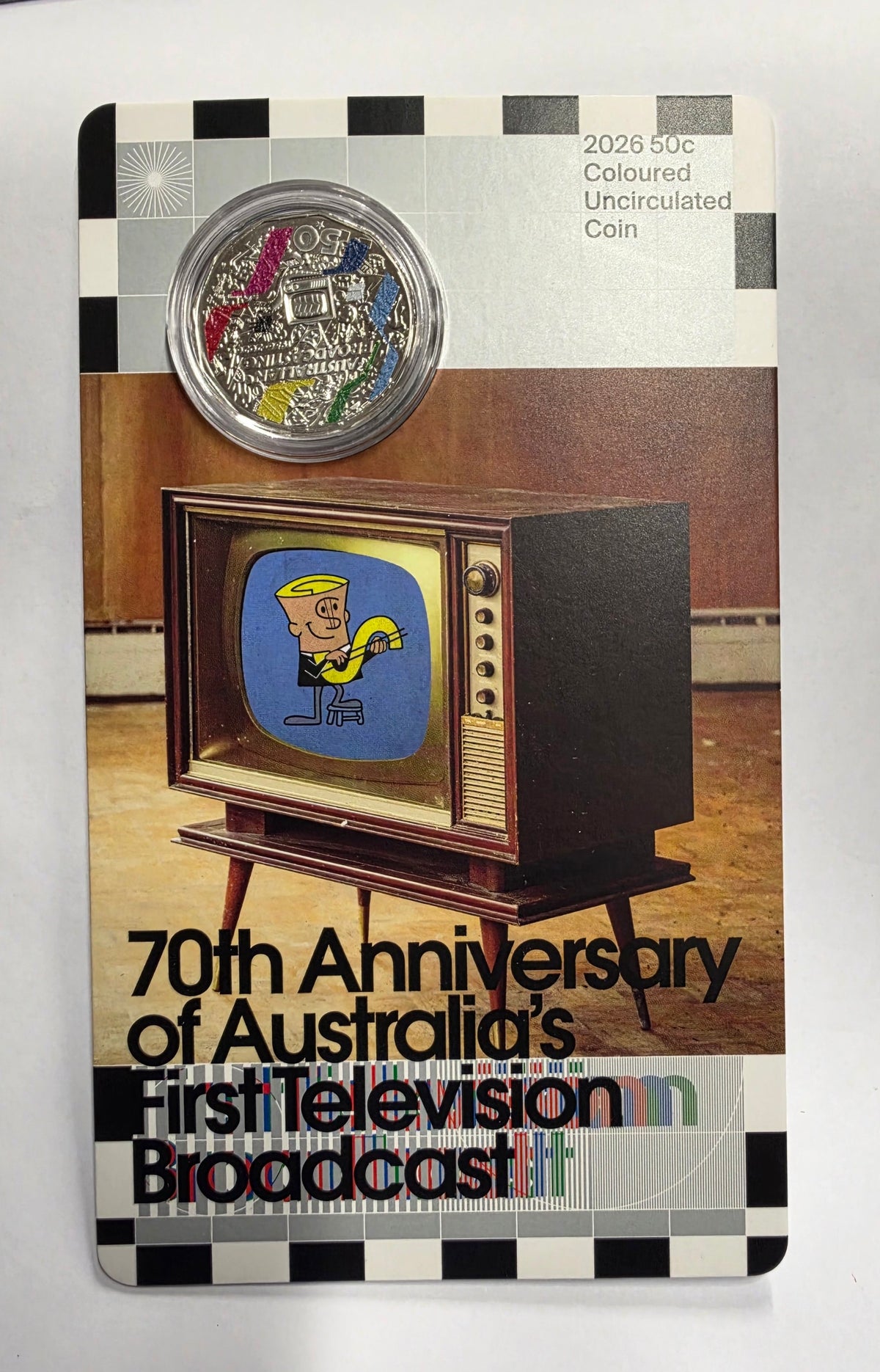 2026 50 cent - First Television Broadcast 70th Anniversary Coloured UNC Coin