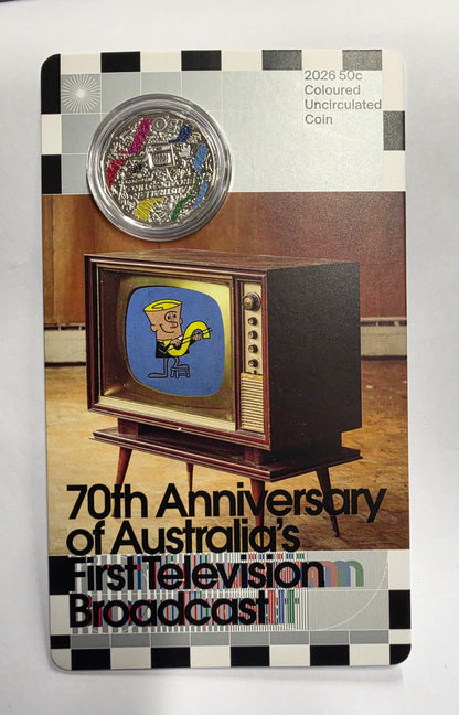 2026 50 cent - First Television Broadcast 70th Anniversary Coloured UNC Coin