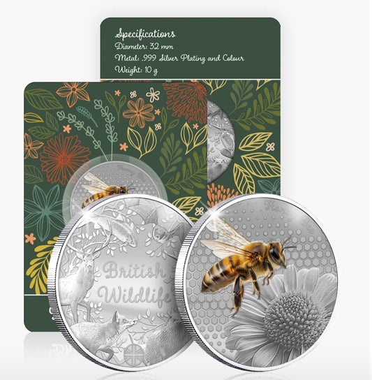 British Wildlife Honey Bee Silver Plated BU Commemorative