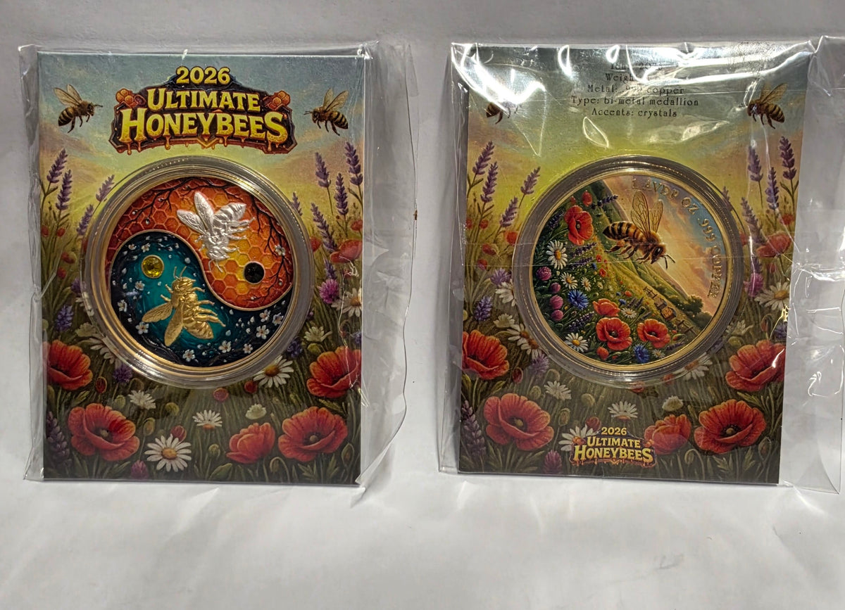 2026 Ultimate Honeybees 1oz bi-metal .999 Copper with Crystals
