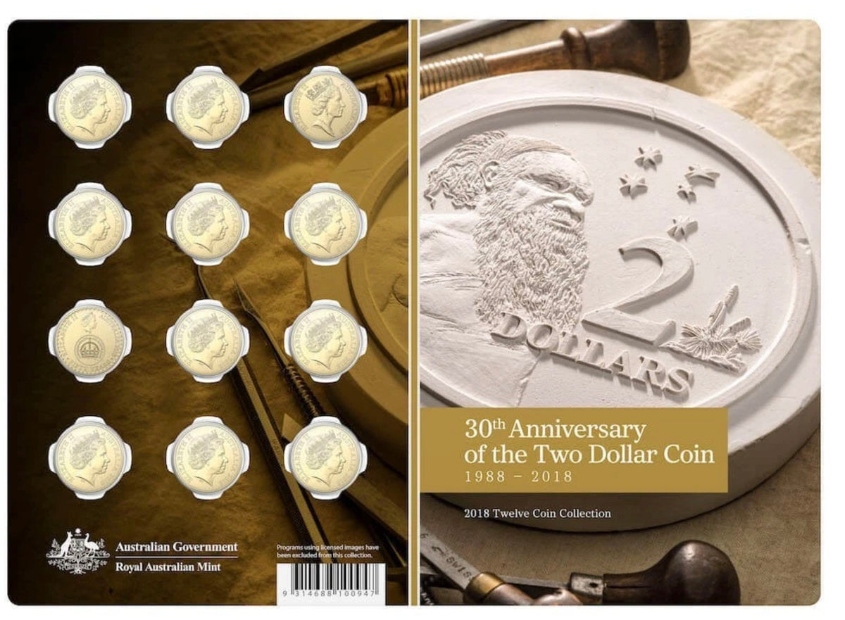 2018 30TH ANNIVERSARY OF THE TWO DOLLAR COIN $2 - 12 Coin Folder Set