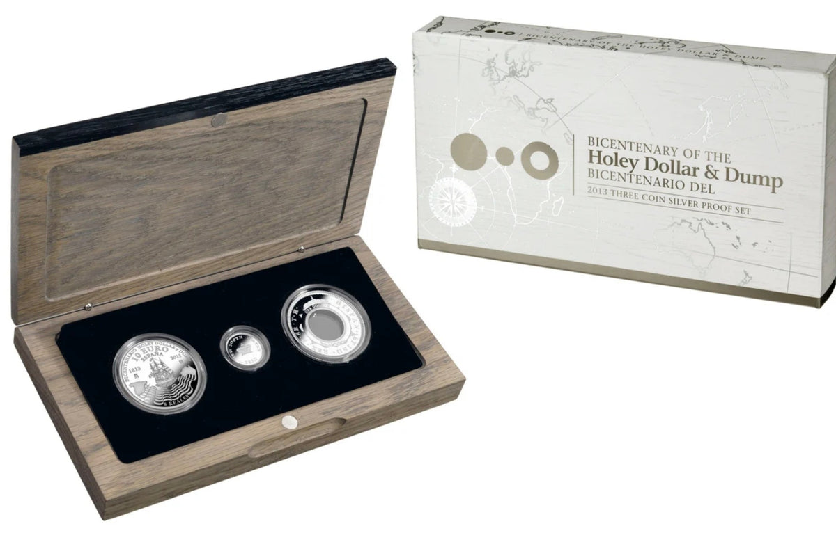 2013 Bicentenary of the Holey Dollar and Dump Three Coin Silver Proof Set