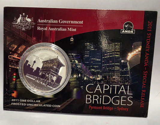 $1 2011 Capital Bridges - Pyrmont Bridge 1oz 99.9% Silver UNC