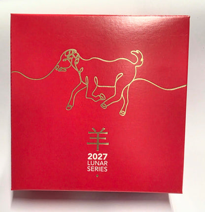 2027 1oz Silver Lunar Year of the Goat Domed Silver Proof Coin
99.9% Fine Silver Proof Coin