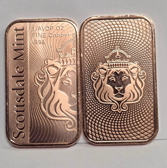 Scottsdale Vortex 1 AVDP Ounce Copper Bars