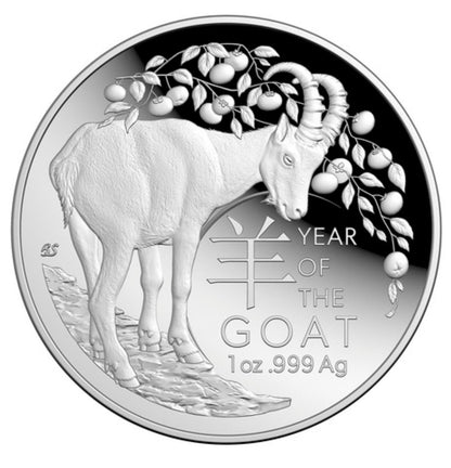 2027 1oz Silver Lunar Year of the Goat Domed Silver Proof Coin
99.9% Fine Silver Proof Coin