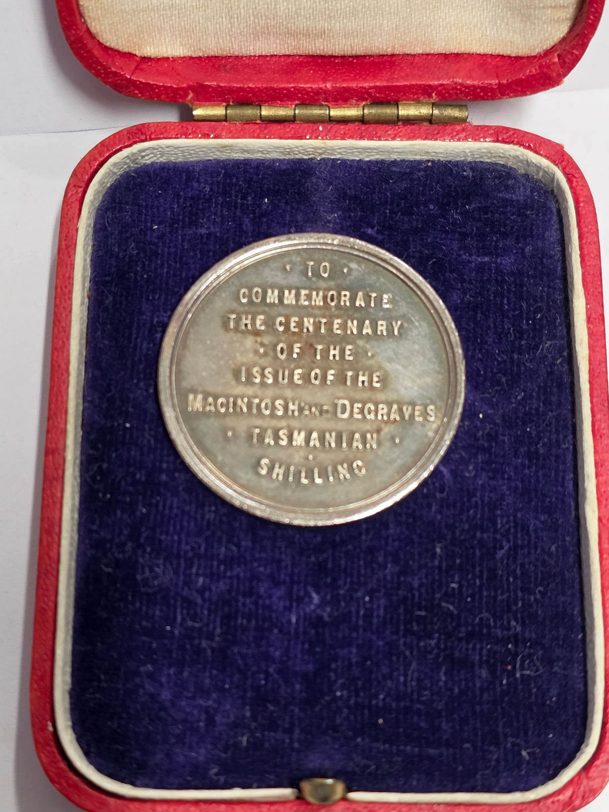 1923 Silver Medal Centenary of Macintosh & Degraves Tasmanian Shilling Token