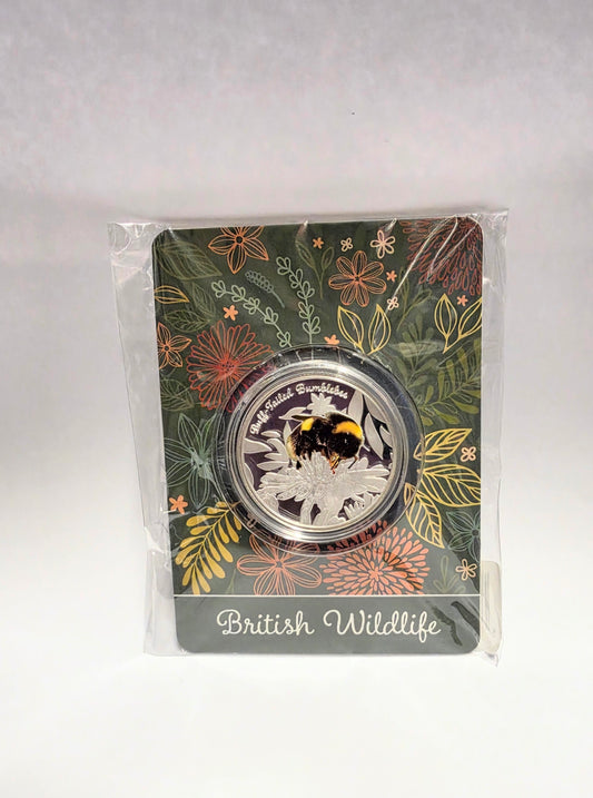 British Wildlife Buff Tailed Bumblebee Silver Plated BU Commemorative