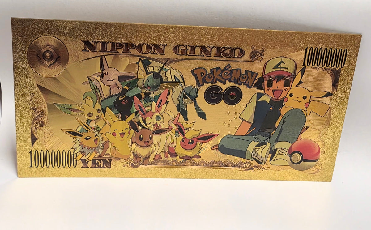Pokémon GO 24K gold foil-plated commemorative banknote.