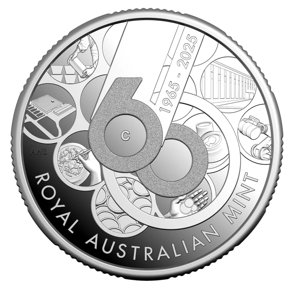 2025 $1 60th Anniversary Of The Royal Australian Mint 'C' Mintmark Fine Silver Proof Coin