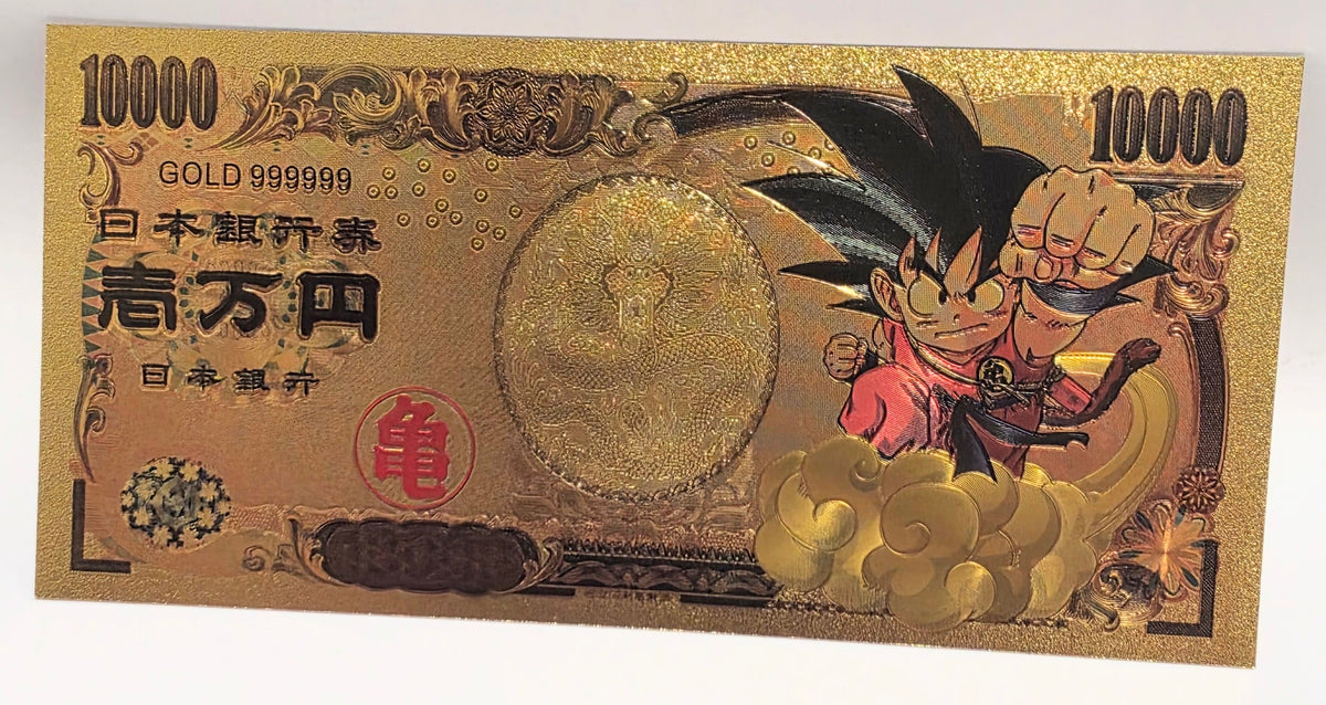 GOLD Banknote Anime Dragon Ball Z - Goku On Nimbus Collectible Souvenir Gift