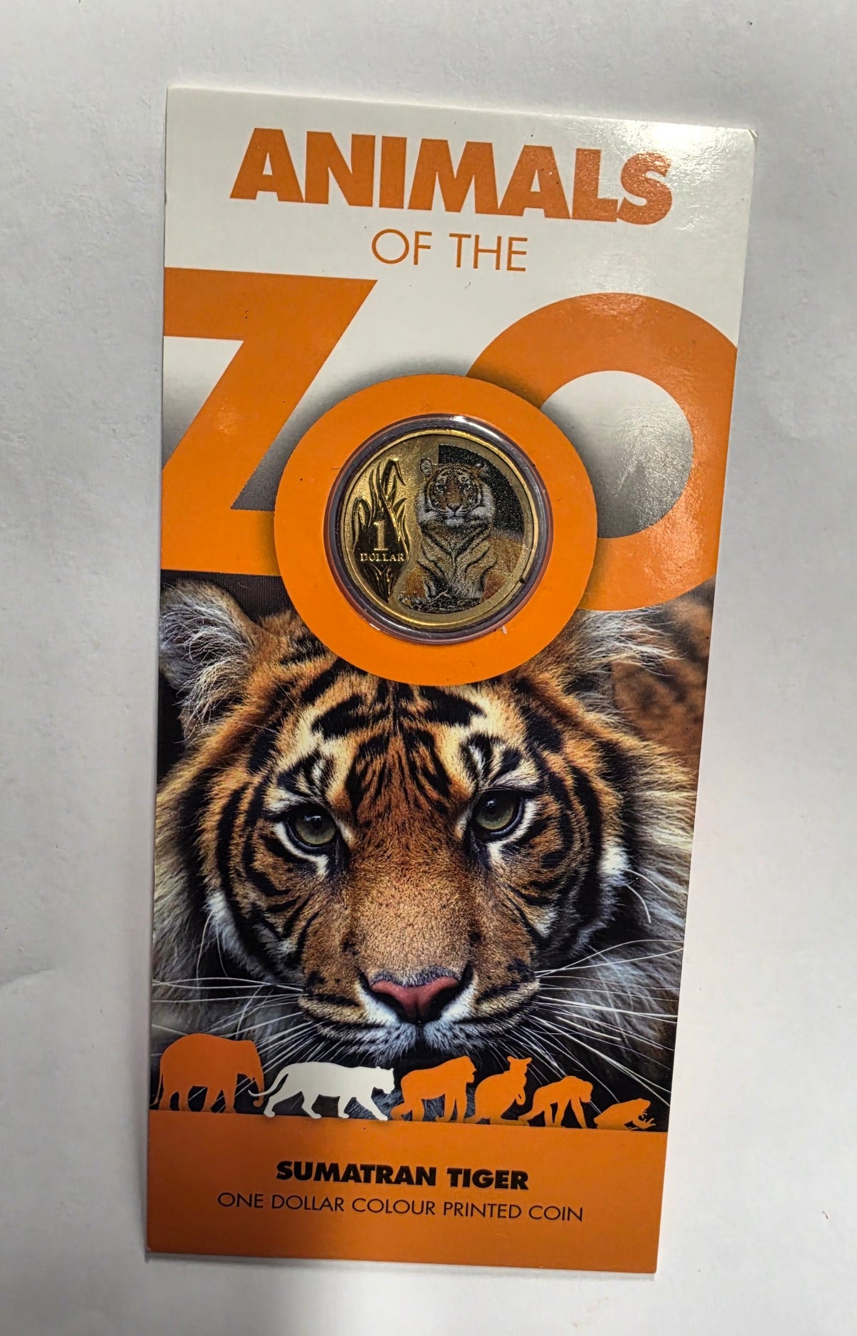 2012 Royal Australian Mint Animals of the Zoo - Sumatran Tiger $1 coloured uncirculated coin