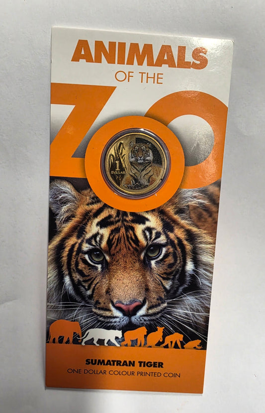 2012 Royal Australian Mint Animals of the Zoo - Sumatran Tiger $1 coloured uncirculated coin