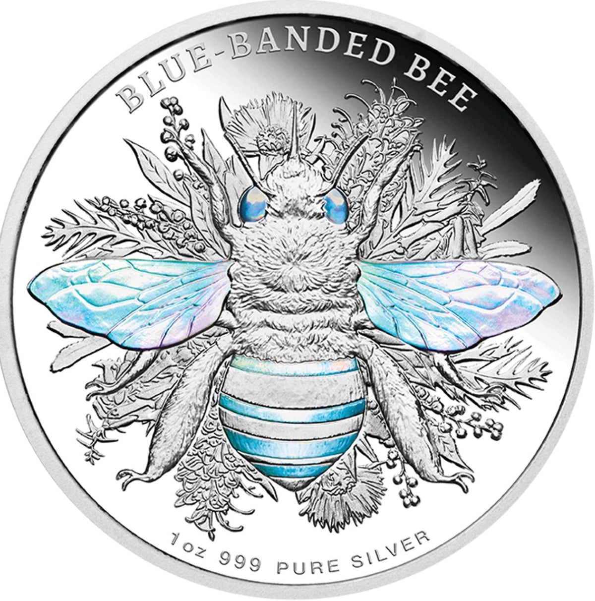2025 BLUE BANDED BEE Native Bees $2 1 Oz Silver Proof Hologram COIN Niue