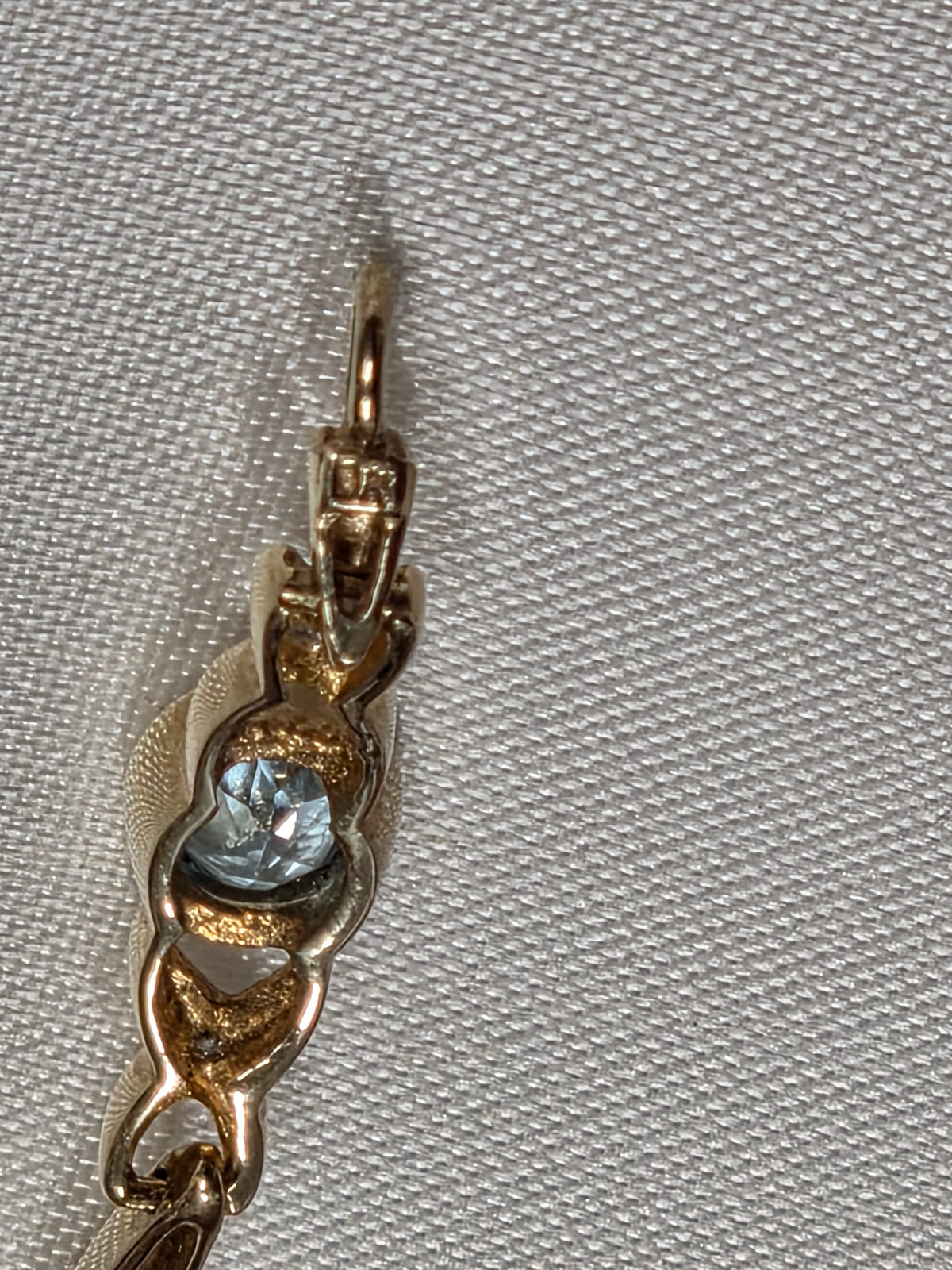 9 ct Vintage yellow gold 17 cm long bracelet with topaz stone and little diamonds