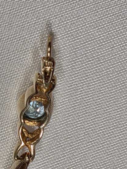 9 ct Vintage yellow gold 17 cm long bracelet with topaz stone and little diamonds