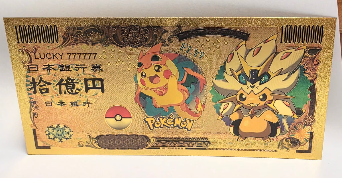 24k Gold Plated Pokémon Cosplay Solgaleo Pikachu Banknote