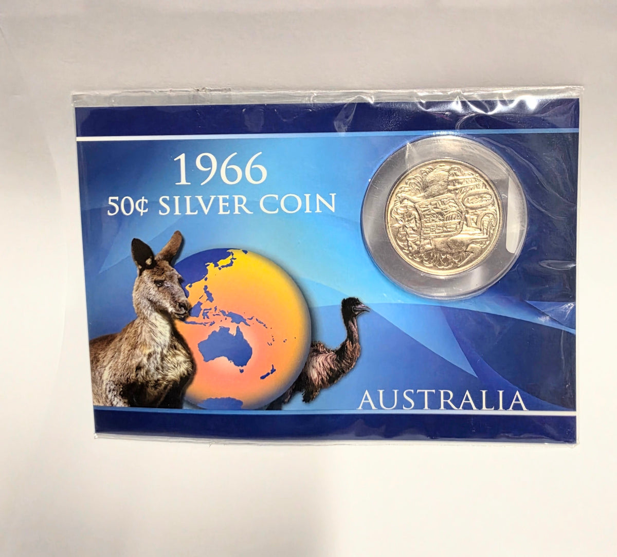 1966 50c Silver Coin in Sherwoods Card