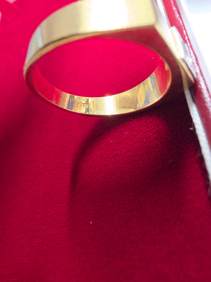 18 ct Men's classic signet  heavy fashion ring 18K yellow gold with diamond