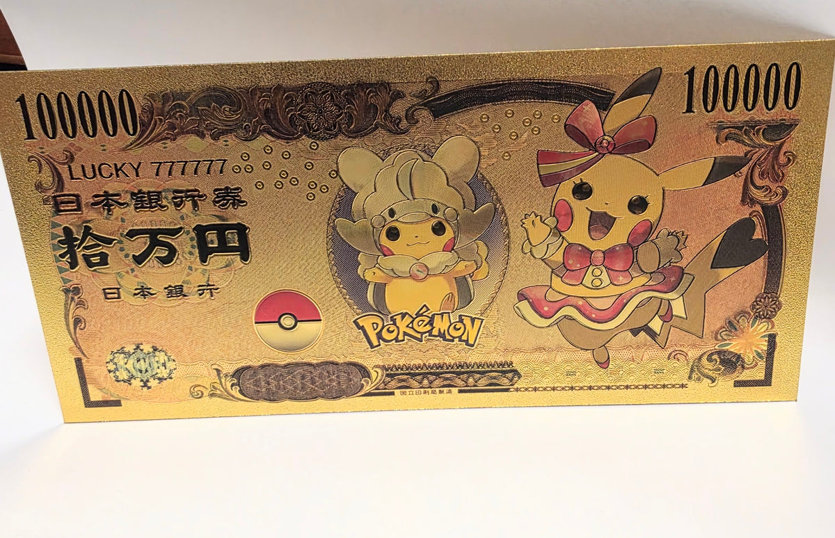 24k Gold Plated Pokémon Cosplay Popstar Pikachu Banknote