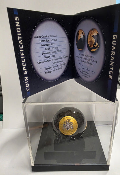 2022 Barbados 5 Dollars Spherical Globe Coin ("Pangea Dark Marble with Gold Plating" or "Blue Marble" series