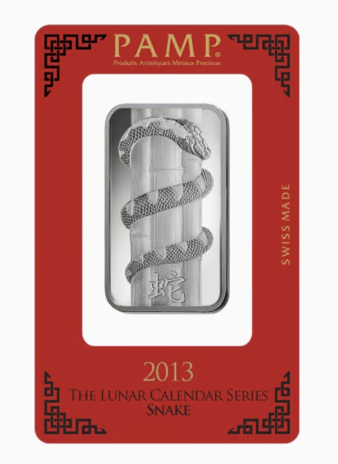 1 oz 2013 Year of the Snake Silver Bar | PAMP Suisse