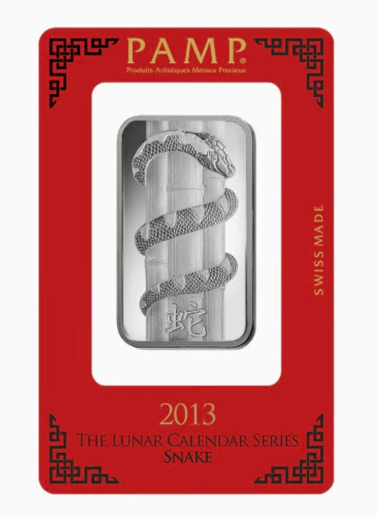1 oz 2013 Year of the Snake Silver Bar | PAMP Suisse