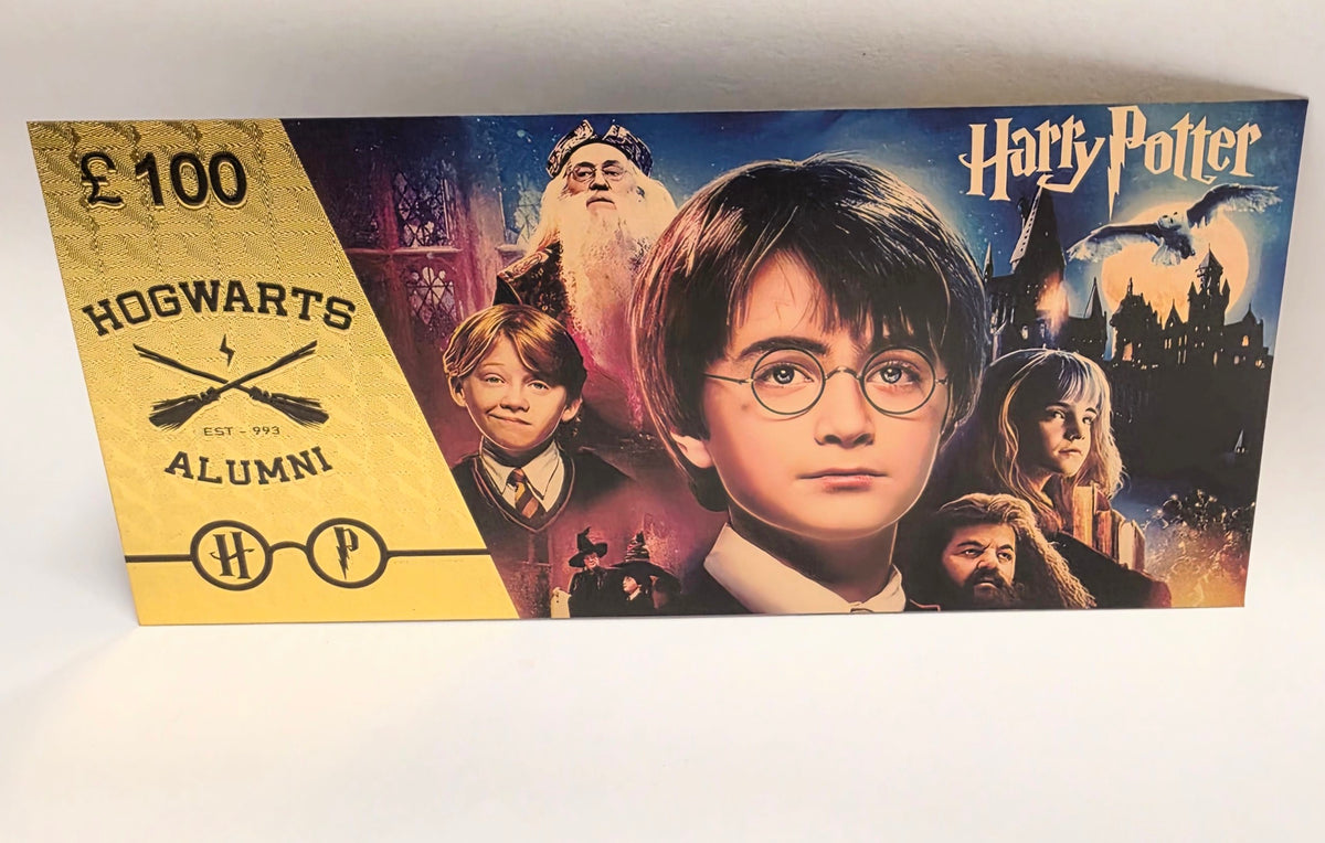 24k Gold Foil Plated Harry Potter Hogwarts banknote Collectible