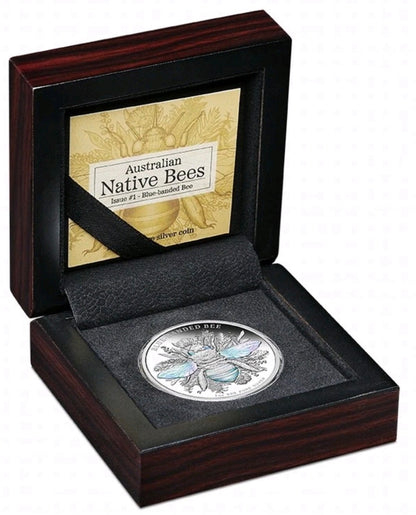 2025 BLUE BANDED BEE Native Bees $2 1 Oz Silver Proof Hologram COIN Niue